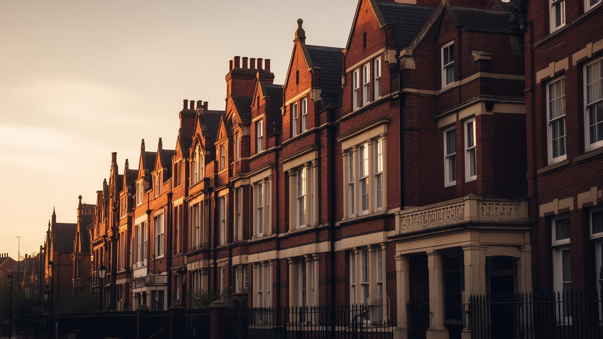 Birmingham red-brick chambers at golden hour